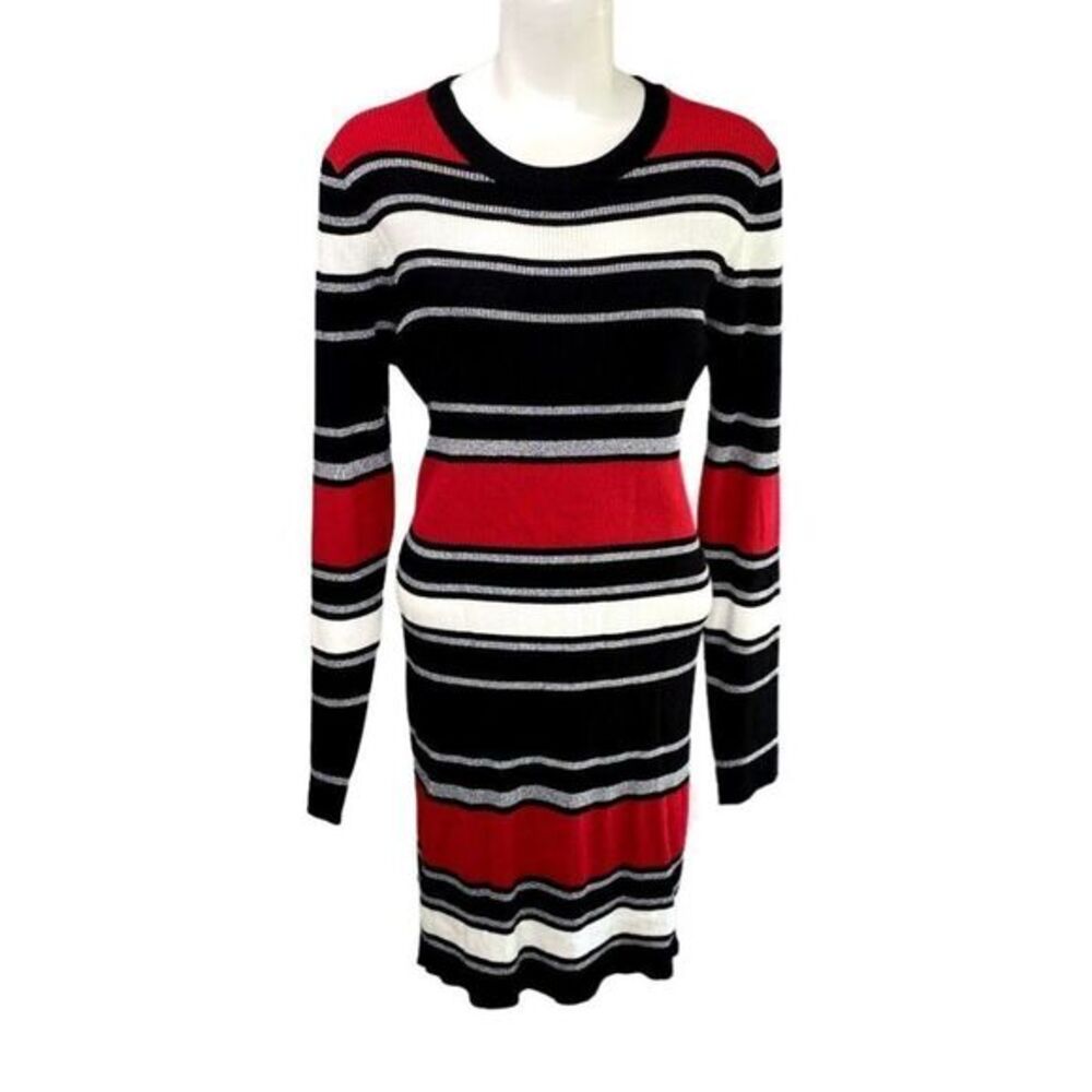 Planet Gold Dress 1X Black Red White Bodycon‎